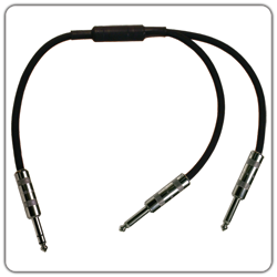 Y Cable 1/4 inch mono male to (2) 1/4 inch mono male 3'