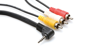 Camcorder AV Breakout Cable, 3.5 mm TRRS to Composite Video and Stereo Audio, 5'