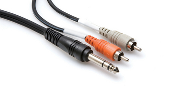 Insert Cable, 1/4 in TRS to Dual RCA 3'