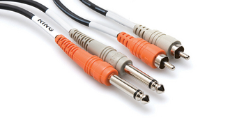 Stereo Interconnect, Dual 1/4 in TS to Dual RCA, 20'
