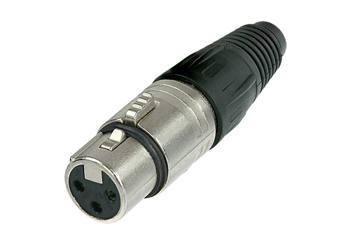 Connector xlr (f) 3 pole female cable connector with Nickel housing and silver contacts.