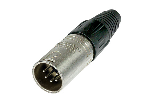 5 pole male cable connector with Nickel housing and silver contacts.