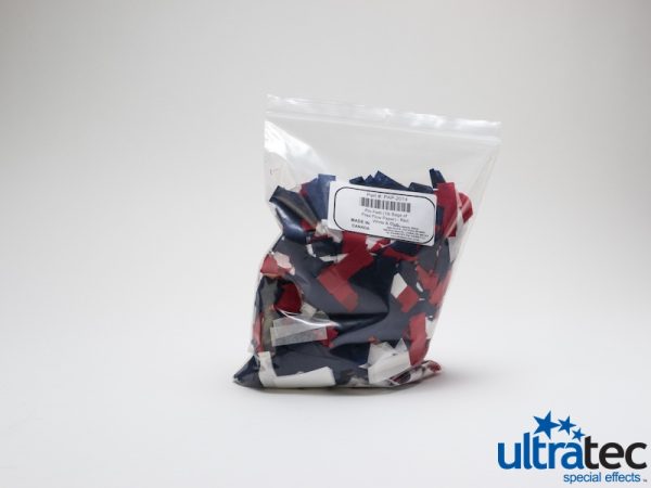 Pro fetti paper, 25lb, red white and blue
