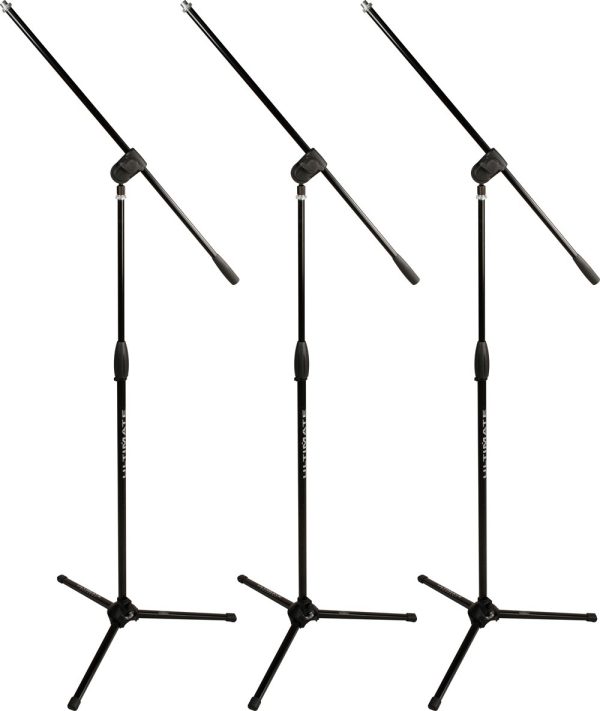 Ultimate Support MC-40B Pro 3-Pack Mic Stand w/ Boom, Black-0