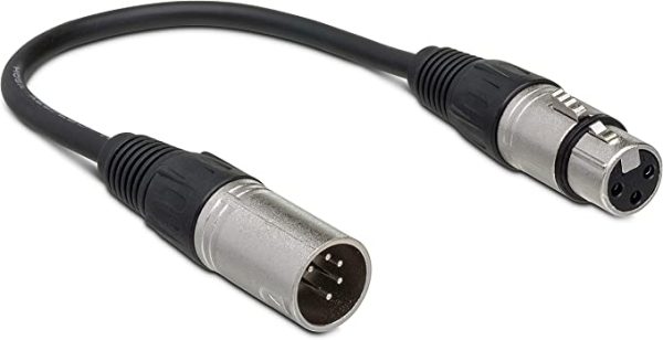 DMX-106 XLR5M to XLR3F DMX-512 Adaptor Cable, 6 Inch